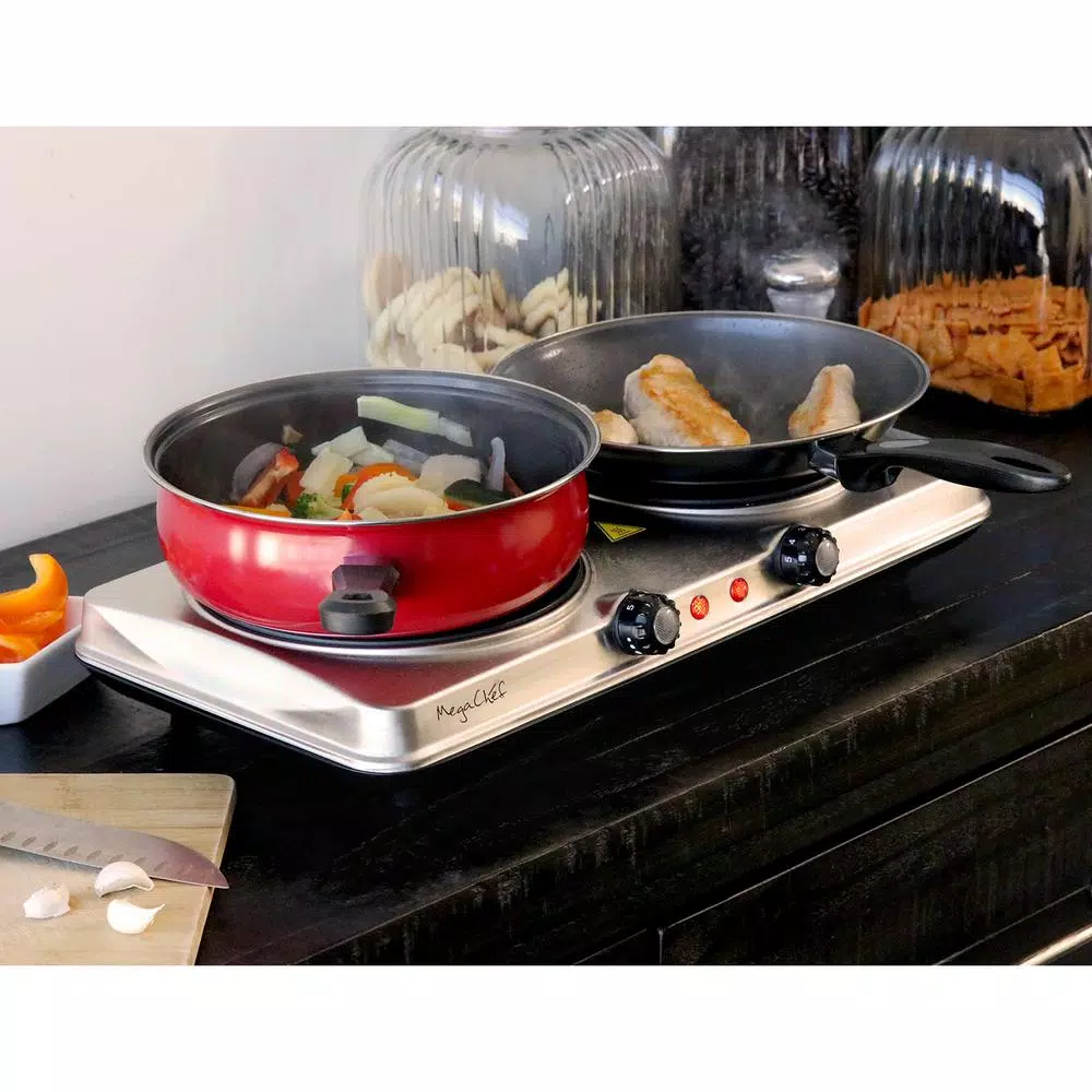 Brand new π MegaChef Portable 2-Burner 7.5 In. Sleek Steel Hot Plate With Temperature Control β€οΈ - Image 8