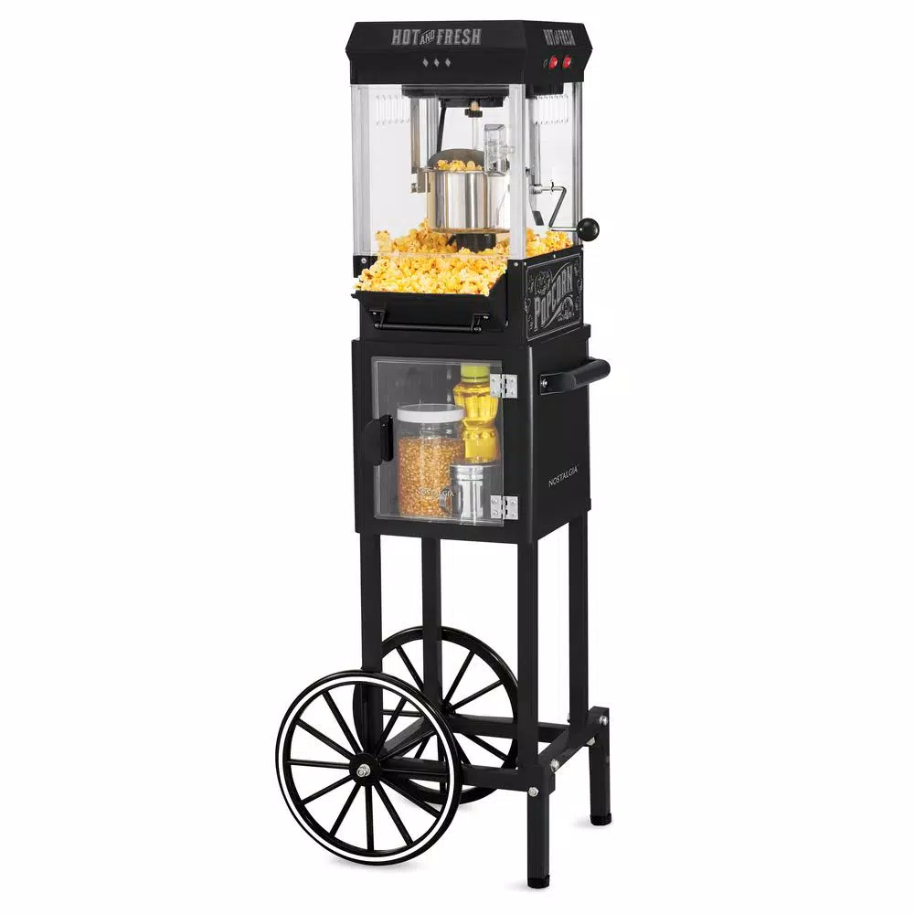 Brand new β Nostalgia 300 W 2.5 Oz. Black Popcorn Cart With 5 Qt. Popcorn Bowl β¨