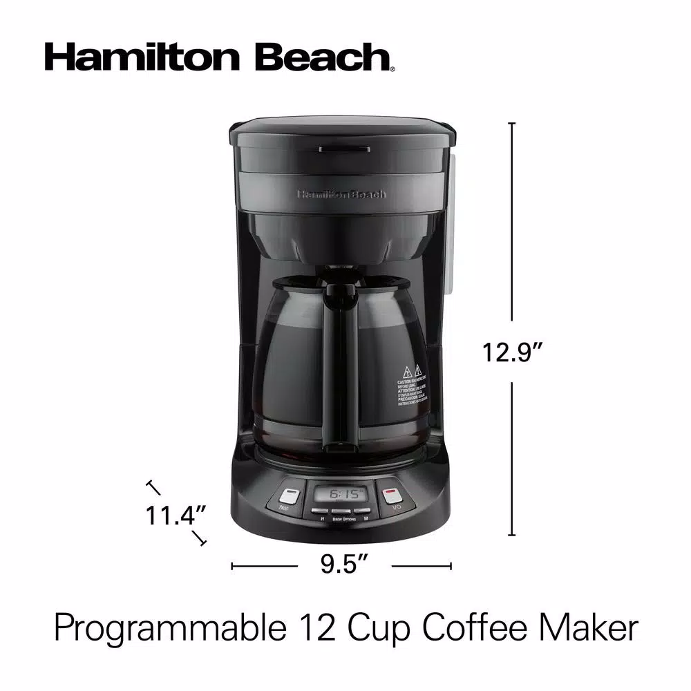 Buy 𧨠Hamilton Beach 12-Cup Black Stainless Programmable Drip Coffee Maker π - Image 10