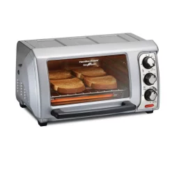 Best Sale π Hamilton Beach Easy Reach 1200 W 4-Slice Silver Toaster Oven With Roll Top Door π₯