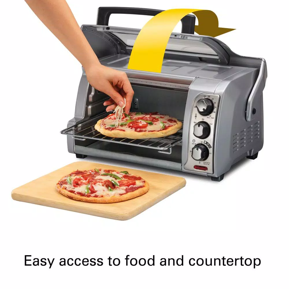 Best Sale π Hamilton Beach Easy Reach 1200 W 4-Slice Silver Toaster Oven With Roll Top Door π₯ - Image 3