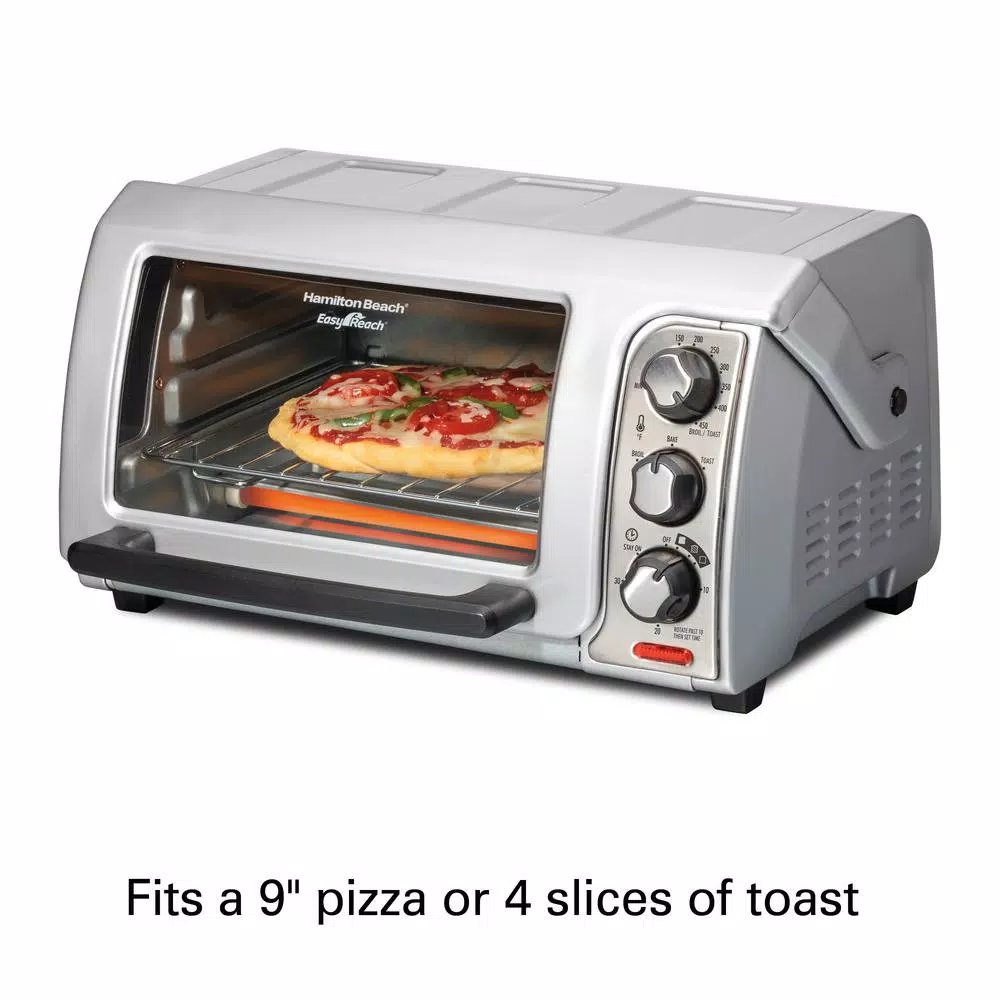 Best Sale π Hamilton Beach Easy Reach 1200 W 4-Slice Silver Toaster Oven With Roll Top Door π₯ - Image 5