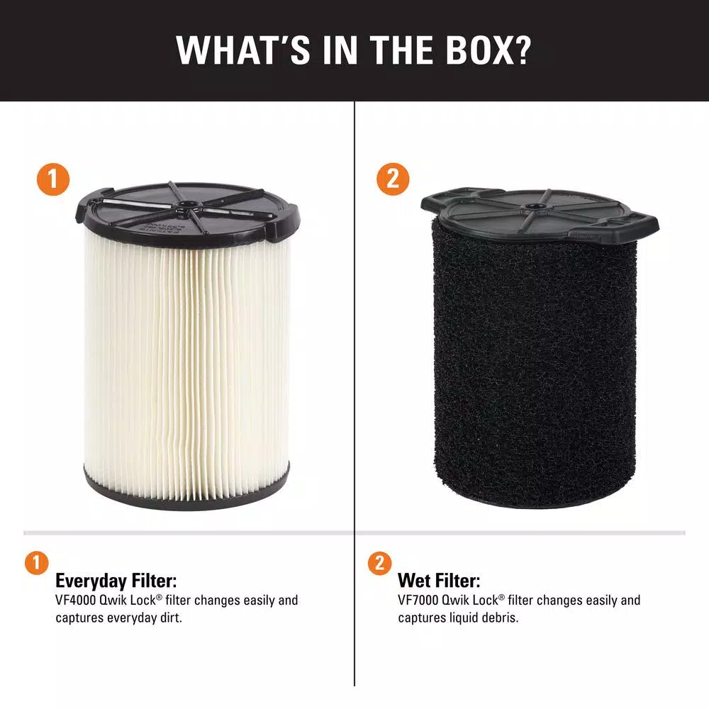 RIDGID Standard Pleated Paper Filter And Wet Application Foam Filter For Most 5 Gal. And Larger RIDGID Wet/Dry Shop Vacuums - Image 2