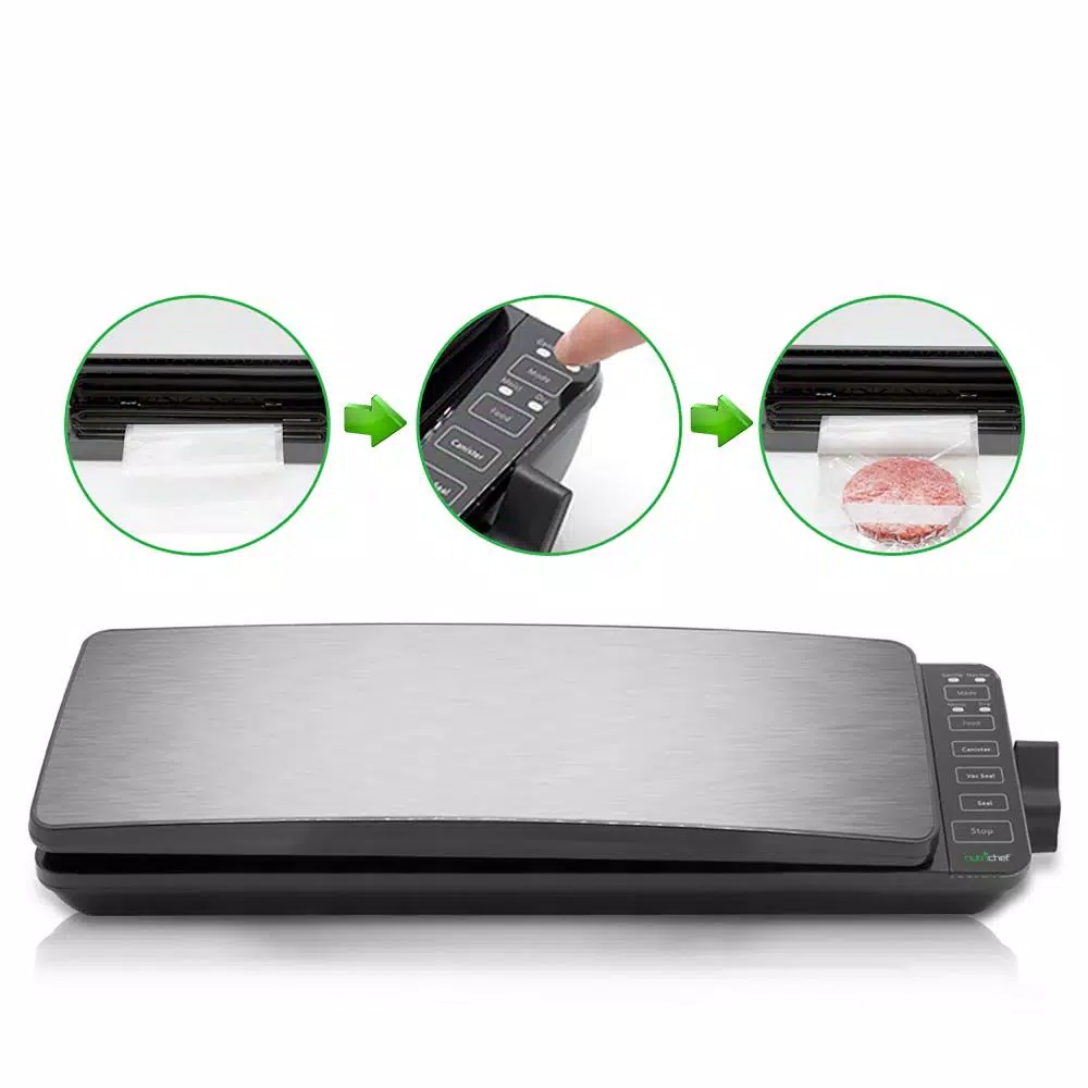 Cheap π NutriChef White With Reusable Vacuum Food Bags Stainless Steel Food Vacuum Sealer Electric Air Sealing Preserver System π - Image 5