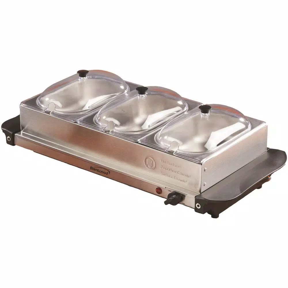 Wholesale 𧨠Brentwood Appliances 4.5 Qt. Silver Buffet Server With 3 Crocks β¨