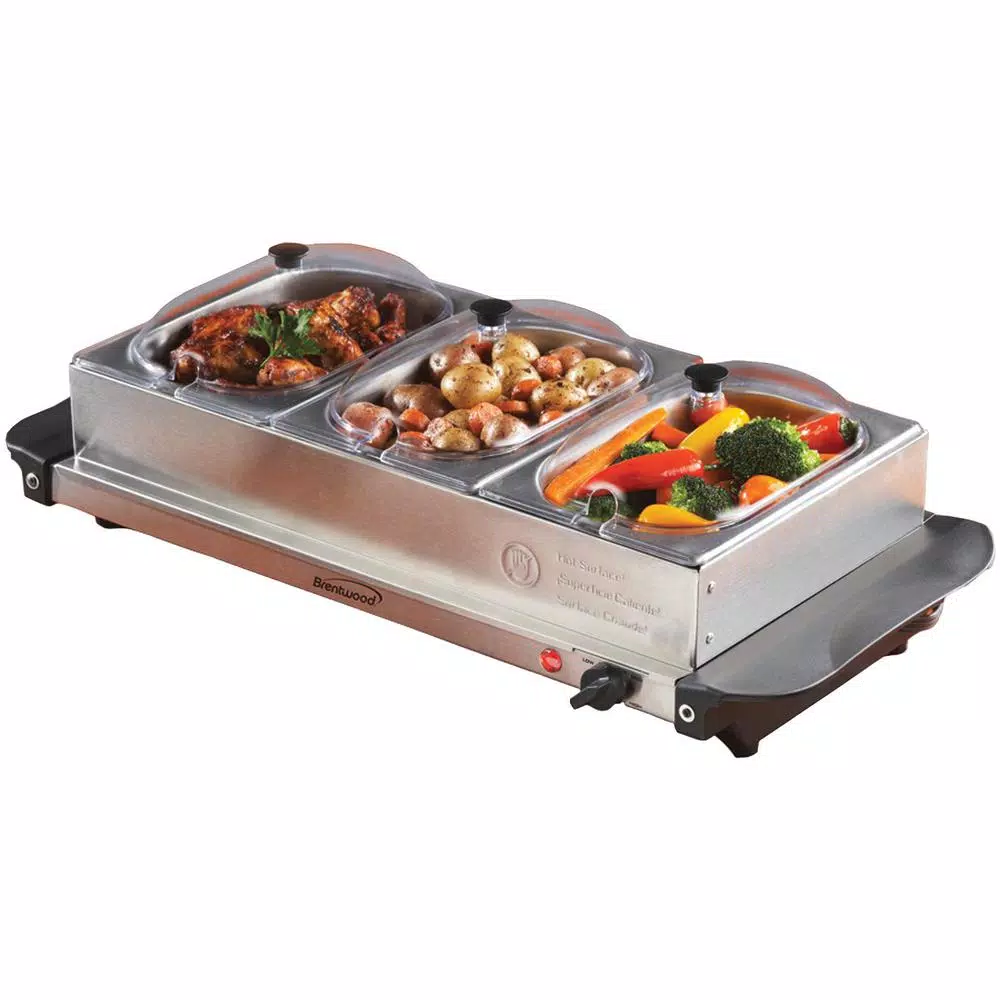Wholesale 𧨠Brentwood Appliances 4.5 Qt. Silver Buffet Server With 3 Crocks ⨠- Image 6