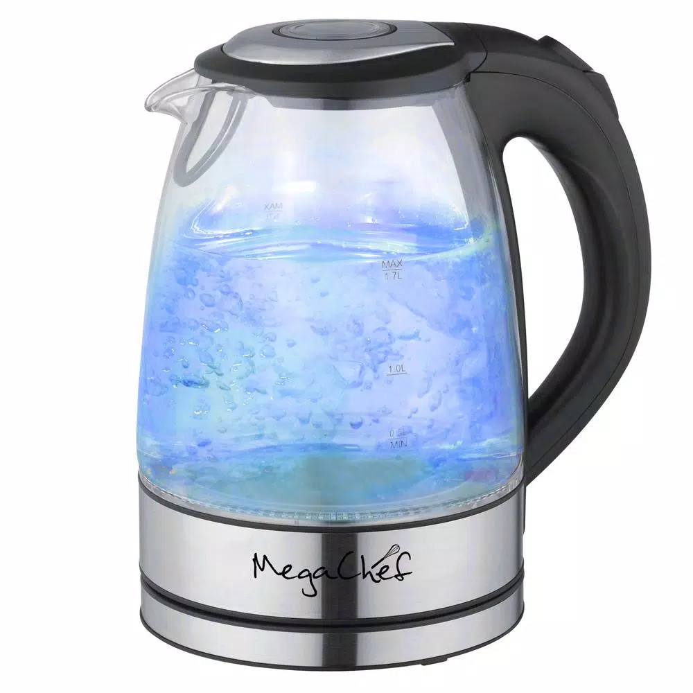 Deals π MegaChef MegaChef 7 Cups 1.7 L Glass And Stainless Steel Electric Tea Kettle π₯