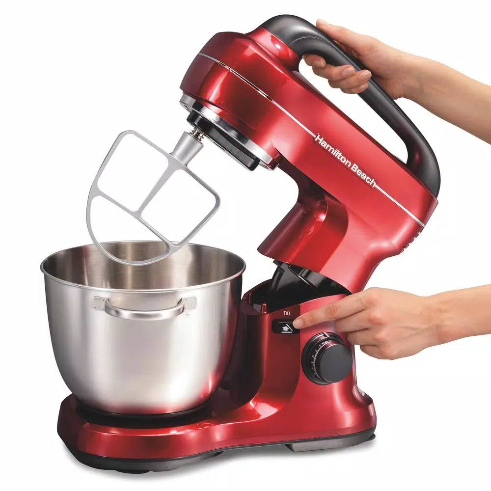 New π Hamilton Beach 4 Qt. 7-Speed Red Stand Mixer With Tilt Head π - Image 4