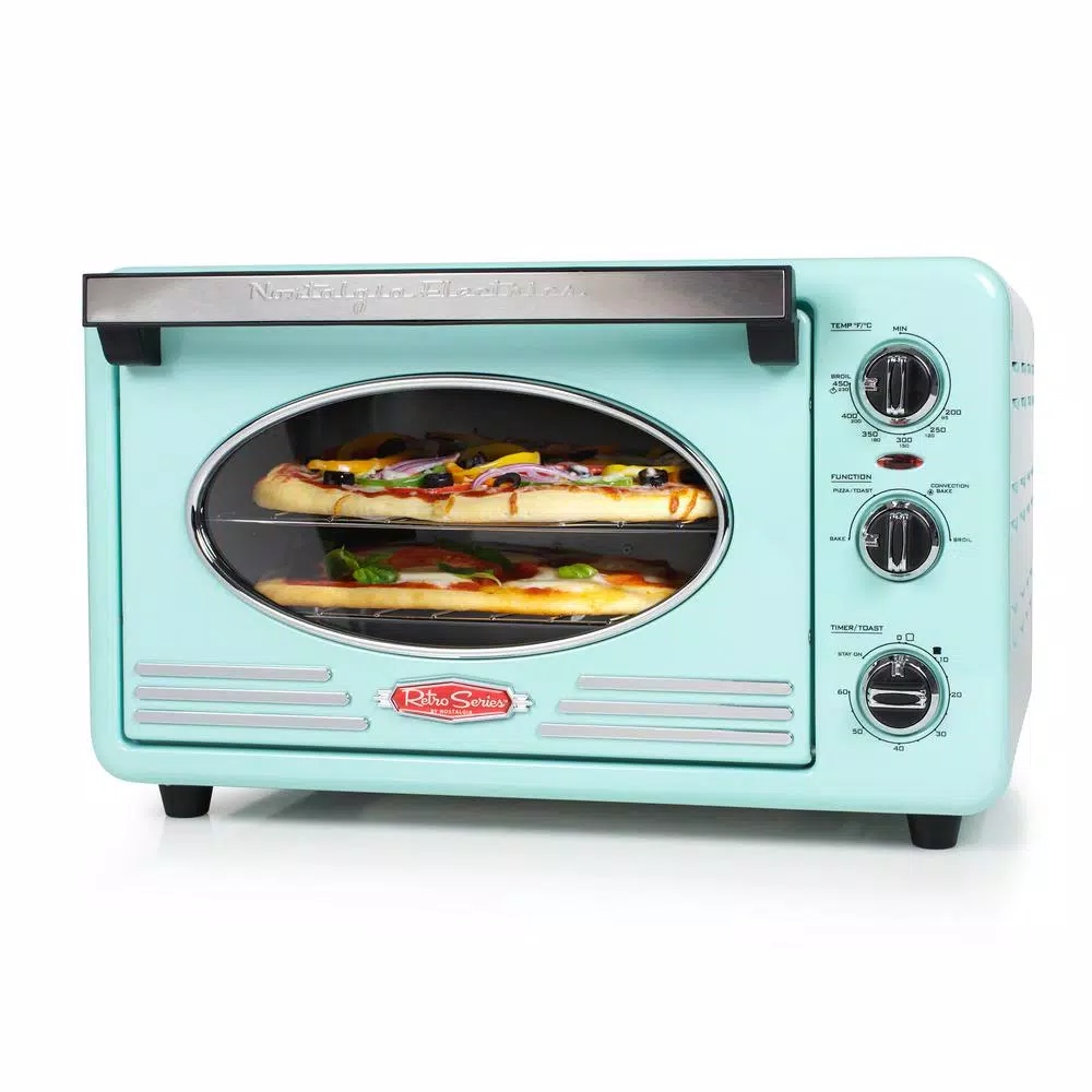 Deals π₯ Nostalgia Retro 1500 W Aqua 12-Slice Convection Toaster Oven With Built-in Timer β€οΈ