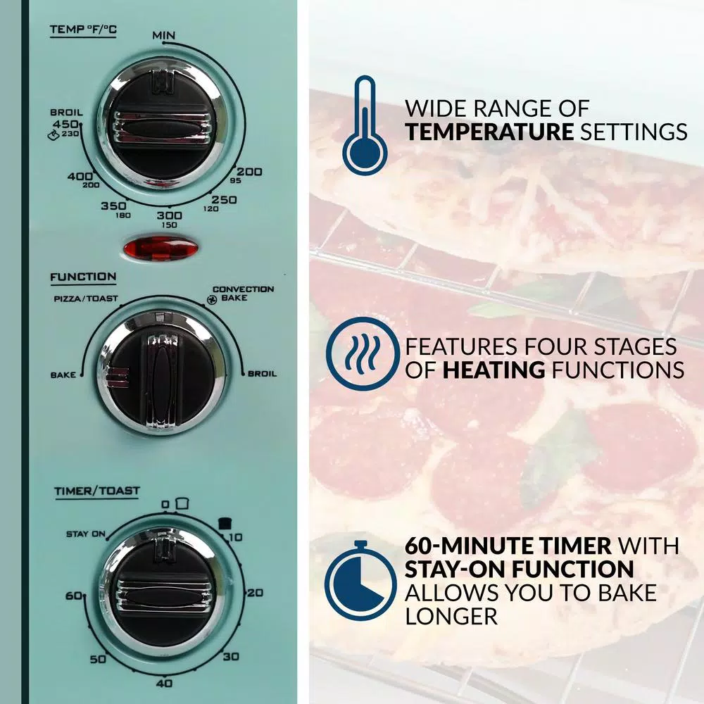 Deals π₯ Nostalgia Retro 1500 W Aqua 12-Slice Convection Toaster Oven With Built-in Timer β€οΈ - Image 4