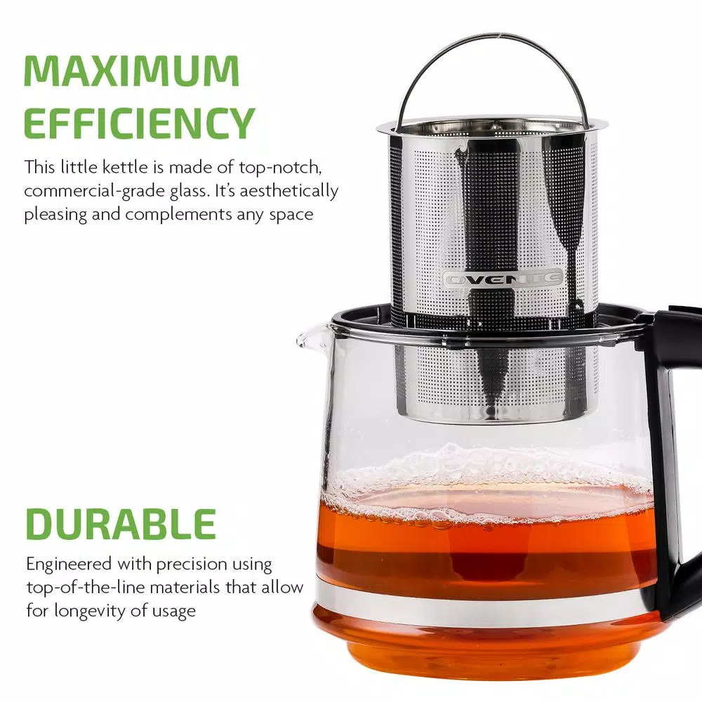 Cheap π Ovente 3.4-Cup Black Glass Tea Kettle With Tea Infuser For Loose-Leaf Tea, Compatible With KG612S (FGK27B) β - Image 7