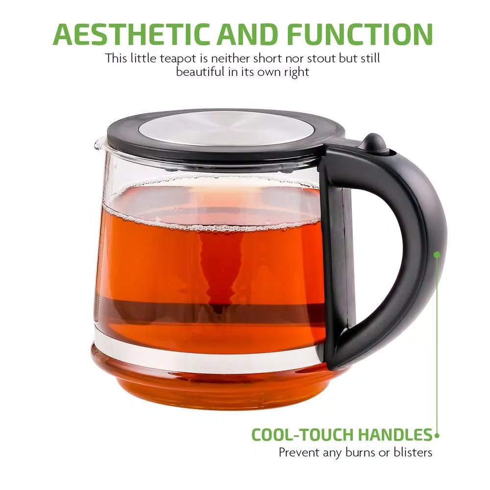 Cheap π Ovente 3.4-Cup Black Glass Tea Kettle With Tea Infuser For Loose-Leaf Tea, Compatible With KG612S (FGK27B) β - Image 8