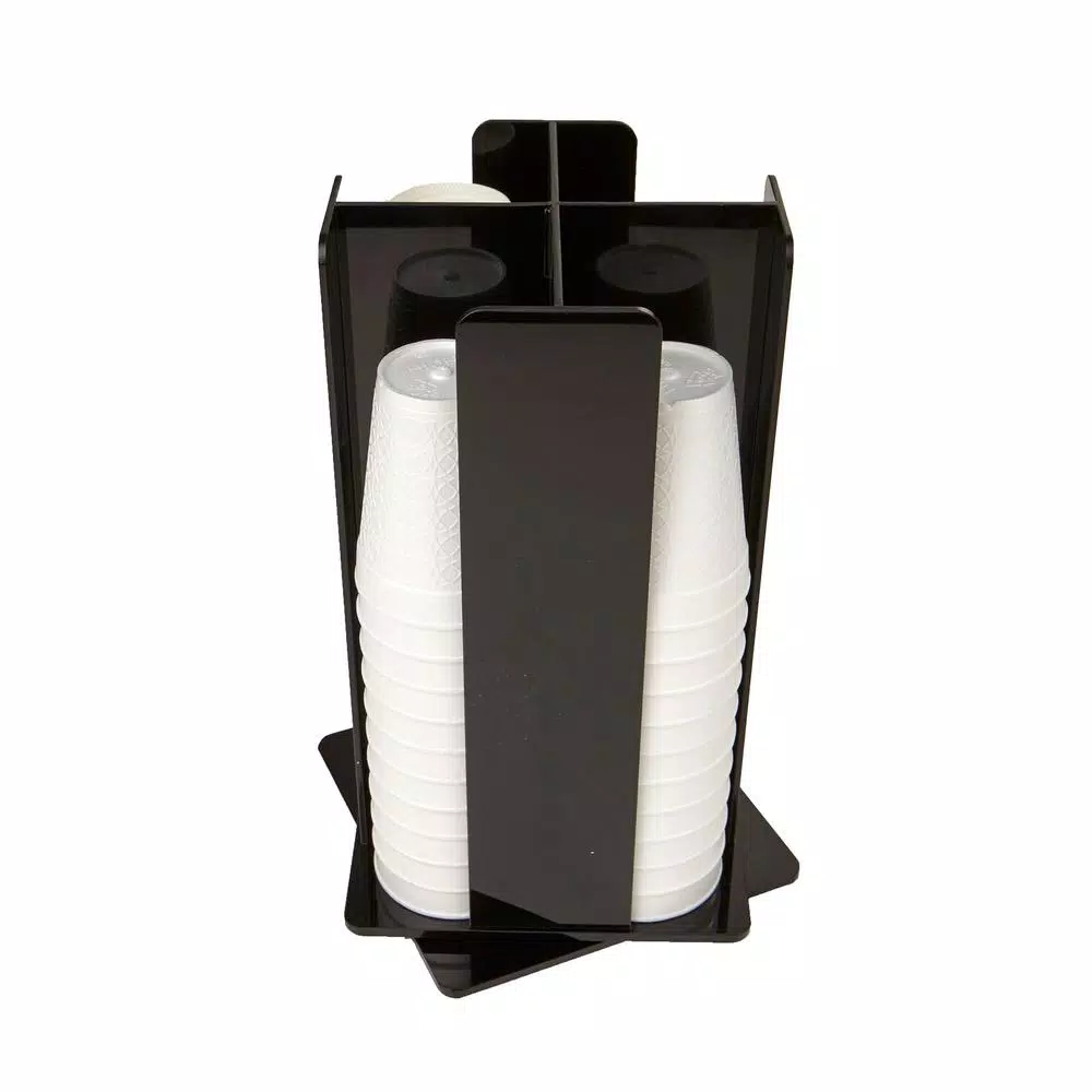 Buy π Mind Reader 4-Compartment Black Acrylic Rotating Cup Dispenser And Lid Dispenser π₯ - Image 2