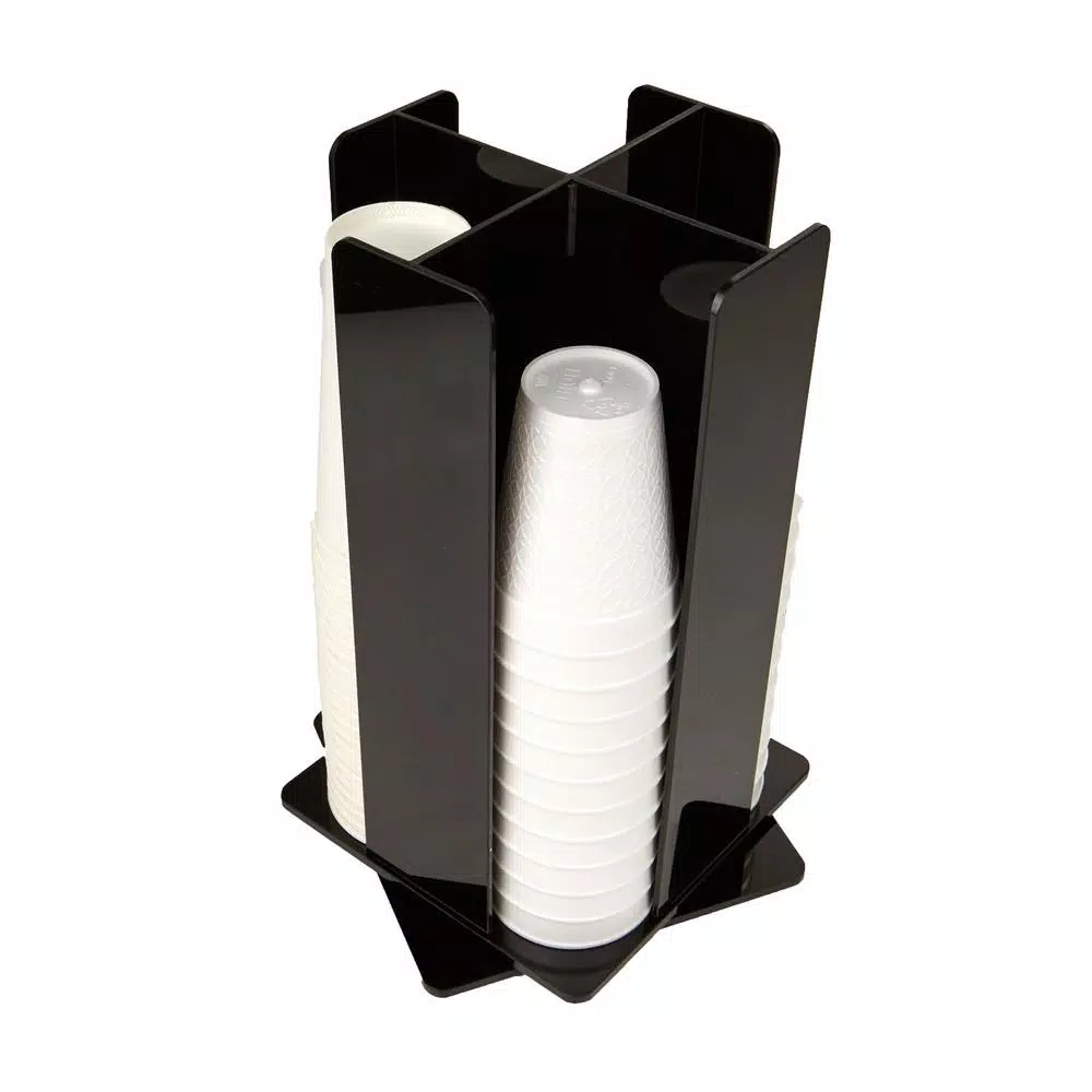 Buy π Mind Reader 4-Compartment Black Acrylic Rotating Cup Dispenser And Lid Dispenser π₯ - Image 3