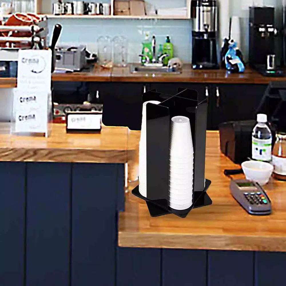 Buy π Mind Reader 4-Compartment Black Acrylic Rotating Cup Dispenser And Lid Dispenser π₯ - Image 4